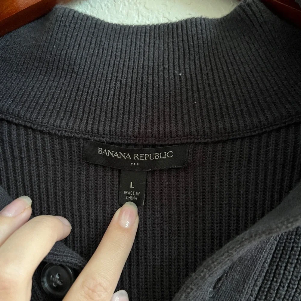 Banana Republic Thick Knit Cotton Pullover Sweater Size Large‎ Button Up